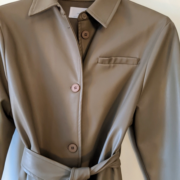 Vegan Leather Shirt Jacket - Picture 3 of 6